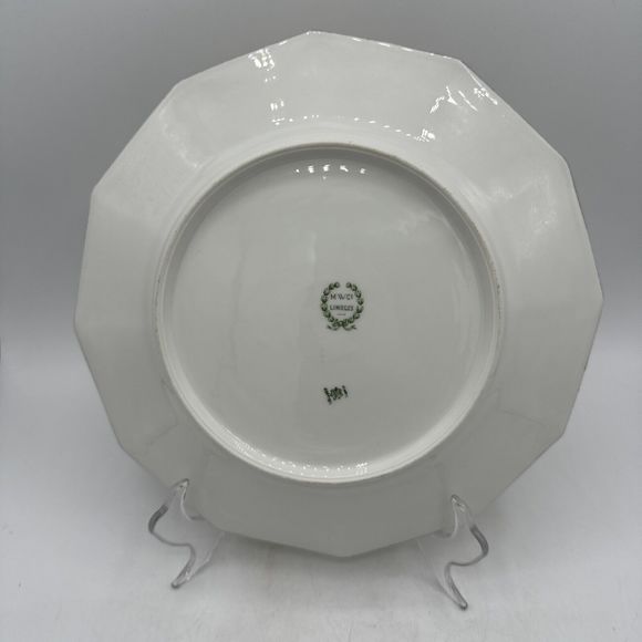 Antique Limoges Plate 9.25” Gold Trim France 12-sided Embossed Scroll - Picture 11 of 14